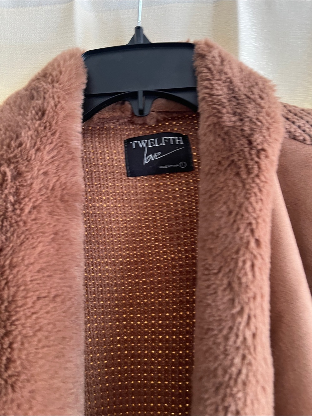 Twelfth Love Faux-Suede Draped Cardigan - Brown - Picture 12 of 15